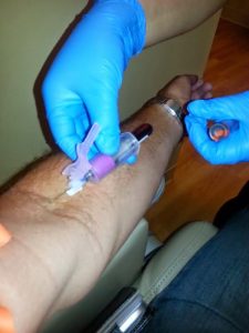 The nurse said this was the first time she's had someone take a photo of their blood being drawn